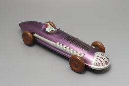 Детская заводная (инерционная) металлическая гоночная машинка, СССР, 1960-е