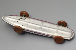 Детская заводная (инерционная) металлическая гоночная машинка, СССР, 1960-е