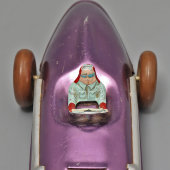 Детская заводная (инерционная) металлическая гоночная машинка, СССР, 1960-е