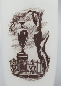 Настольная декоративная ваза «Летний сад в Ленинграде», молочное стекло, ЛЗХС, 1950-е