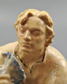 Статуэтка «Данила-мастер» по сказу П. П. Бажова «Каменный цветок», скульптор В. В. Воронцов, обливная керамика Гжели, 1950-е