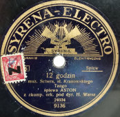Танго «Zakochane oczy» и «12 godzin». Старинная винтажная пластинка. Syrena Electro. Польша 1930-е.