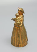 Старинный настольный колокольчик для вызова прислуги «Дама с ребенком», бронза, Европа, 19 в.