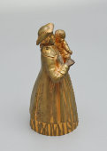 Старинный настольный колокольчик для вызова прислуги «Дама с ребенком», бронза, Европа, 19 в.