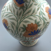 Авторская фарфоровая ваза с синими цветами, художник Леонов П. А., Дулево, СССР, 1946 г.