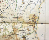 Старинная карта Забайкальской области с указанием участков проживания и хозяйственной деятельности, бумага, Россия, 1913 г.