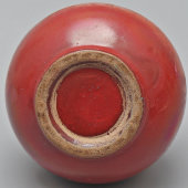 Старинная маленькая интерьерная вазочка в красной глазури, керамика, Россия, нач. 20 в.