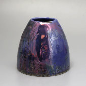 Маленькая интерьерная вазочка «Синий перламутр», керамика Абрамцево, 1910-е