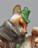 Фигурка «Лиса и бобёр» по мотиву басни Михалкова С. В., скульптор Воробьев Б. Я., художник Ризнич И. И., ЛФЗ