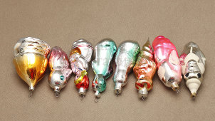 Набор советских ёлочных игрушек «Сказочные персонажи», стекло, СССР, 1970-80 гг.