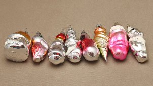 Набор советских ёлочных игрушек «Сказочные персонажи», стекло, СССР, 1970-80 гг.