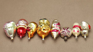 Набор советских ёлочных игрушек «Сказочные персонажи», стекло, СССР, 1970-80 гг.