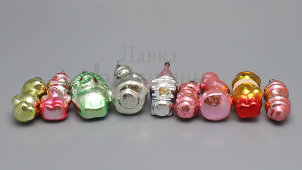 Набор советских ёлочных игрушек «Сказочные персонажи», стекло, СССР, 1970-80 гг.