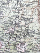 Старинная карта Пермской губернии России, бумага, багет, н. 20 в.