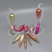 Комплект винтажных ёлочных украшений, новогодние игрушки «Шишки и сосульки», стекло, СССР, 1970-80 гг.