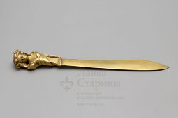 Антикварный бронзовый нож для писем, Европа, 19 в.