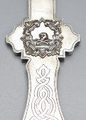 Старинный напрестольный крест-распятие, латунь с серебрением, Россия, 19 в.
