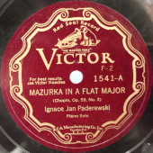 Пластинка, 1930 г. Ф. Шопен, Я. Падеревский – Мазурка, фортепиано, Victor