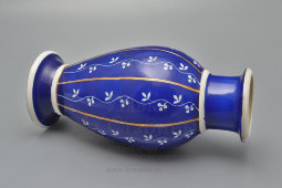 Винтажная цветочная ваза «Кобальт с растительным декором», фарфор, Дулево, 1937-46 гг.