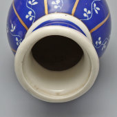 Винтажная цветочная ваза «Кобальт с растительным декором», фарфор, Дулево, 1937-46 гг.