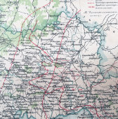 Старинная карта Орловской губернии России, бумага, багет, н. 20 в.