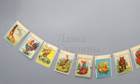 Декоративные елочные флажки «Сказочные персонажи», 2 нитки, бумага, 1950-е