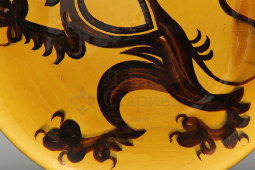 Авторская декоративная тарелка «Дракон», Восточный календарь, художник Филянская В. Г., фаянс, ЗиК Конаково, 1976 г.