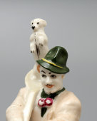 Советская фарфоровая статуэтка «Клоун Вяткин с собакой Манюней», скульптор Дегтярев А. В., ЛЗФИ