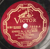 Шопен, «Скерцо No. 4, ми мажор» исп. Артур Рубинштейн - пианино, 1920-е годы. Пластинка большого размера. Редкость! США. Victor Records