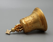 Антикварный бронзовый колокольчик с ручкой в виде креста