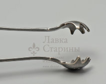 Старинные щипцы для сахара с растительным декором, металл, серебрение, фабрика Артура Круппа, г. Берндорф, Австрия, к. 19, н. 20 вв.
