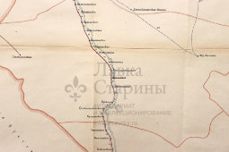 Старинная почтово-телеграфная карта Уральской области (Казахстан, Оренбургская область), картографич. зав. П. Ф. Петш, Санкт-Петербург, 1900-е
