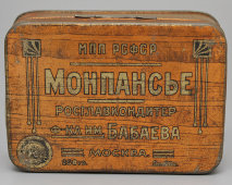 Жестяная коробка «Монпансье», Фабрика им. Бабаева, Москва, 1930-40 гг.