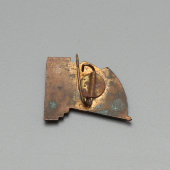 Нагрудный знак «Всесоюзная промышленная выставка СССР», металл, эмаль, булавка, 1950-е