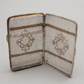 Старинный дамский сканевый портсигар, русское серебро 88 пр., Россия, 1867 г.
