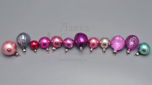 Набор небольших советских ёлочных игрушек «Лесное лукошко», стекло, 1970-80 гг.