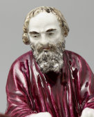 Старинная фаянсовая статуэтка, перовница «Забияка», Тов-во М. С. Кузнецова, 19 в.