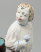 Старинная фаянсовая статуэтка, перовница «Забияка», Тов-во М. С. Кузнецова, 19 в.