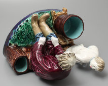 Старинная фаянсовая статуэтка, перовница «Забияка», Тов-во М. С. Кузнецова, 19 в.