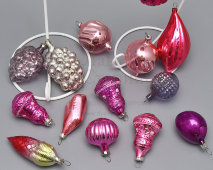 Комплект ёлочных украшений «Игрушки Деда Мороза», стекло, советский винтаж, 1970-80 гг.