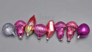 Комплект ёлочных украшений «Игрушки Деда Мороза», стекло, советский винтаж, 1970-80 гг.