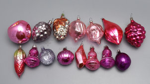 Комплект ёлочных украшений «Игрушки Деда Мороза», стекло, советский винтаж, 1970-80 гг.