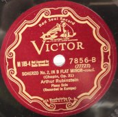 Шопен, «Скерцо No. 2, си-бемоль минор» исп. Артур Рубинштейн - пианино, 1920-е годы. Пластинка большого размера. Редкость! США. Victor Records