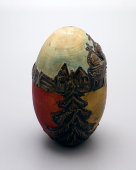 Яйцо пасхальное в русском стиле, дерево, латунные накладки, Россия, 19 век