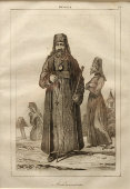Старинная гравюра «Архимандрит», паспарту, багет, Европа, 19 в.