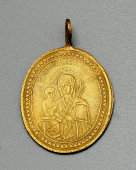 Православный нательный медальон с Богородицей, латунь, Россия, 19 в.