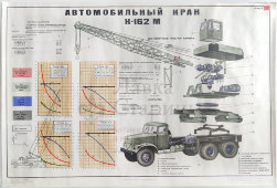 Учебный плакат «Автомобильный кран К-162м», худ. Кислинский Е. А., изд-во ДОСААФ СССР, Москва, 1978 г.