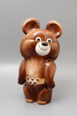 Статуэтка-символ Олимпиады-80 «Мишка олимпийский», советский фарфор, большой размер