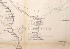 Старинная почтово-телеграфная карта Тургайской области (Казахстан, Оренбургская область), картографич. зав. П. Ф. Петш, Санкт-Петербург, 1900-е