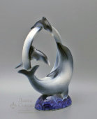 Статуэтка «Дельфины», ЗиК Конаково, 1950-60 гг., фаянс